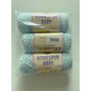 Lot of 3 Lion Brand HOMESPUN Baby Yarn 105 Powder Blue Textured Light